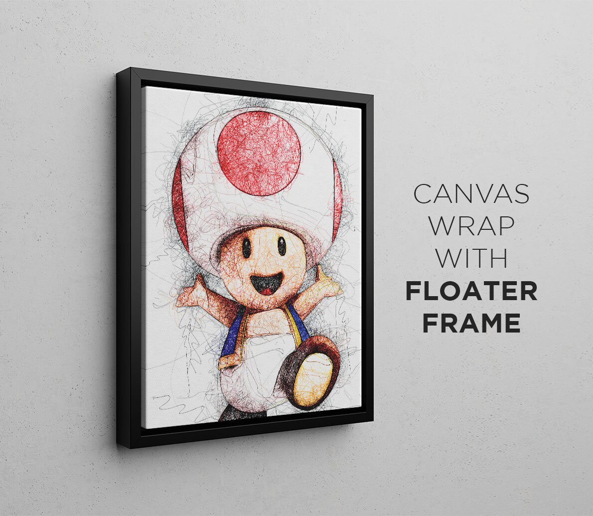 Toad Scribble Art Poster, Canvas Wrap, or Framed Canvas Print