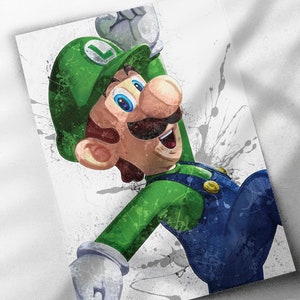 Luigi Poster, Canvas Wrap, or Framed Canvas Print - Kids Decor, Man Cave Gift, Wall Art, Nintendo, Video Game, Kids Room, Super Mario