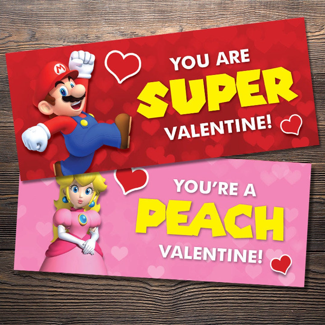 Super Mario Inspired Printable Valentine's Day Cards / Treat Bag Fold ...