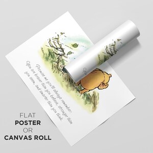Puede incluir: Ilustraci&oacute;n de Winnie de Pooh con un fondo de acuarela. La cita dice: "Prom&eacute;teme que siempre recordar&aacute;s: Eres m&aacute;s valiente de lo que crees, m&aacute;s fuerte de lo que pareces y m&aacute;s inteligente de lo que piensas."