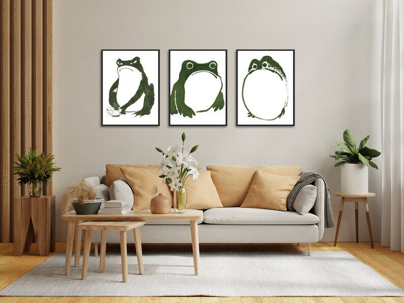 Japanese Frog Matsumoto Hoji Toad Set of 3 Woodblock Art, Printed ...