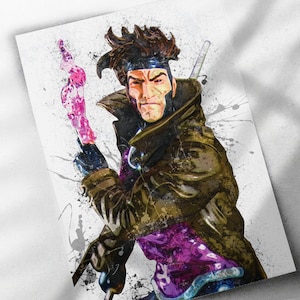 Gambit Poster, Canvas Wrap, or Framed Canvas Print - Kids Room, Man Cave Gift, Wall Art, Superhero, Avengers, Remy LeBeau