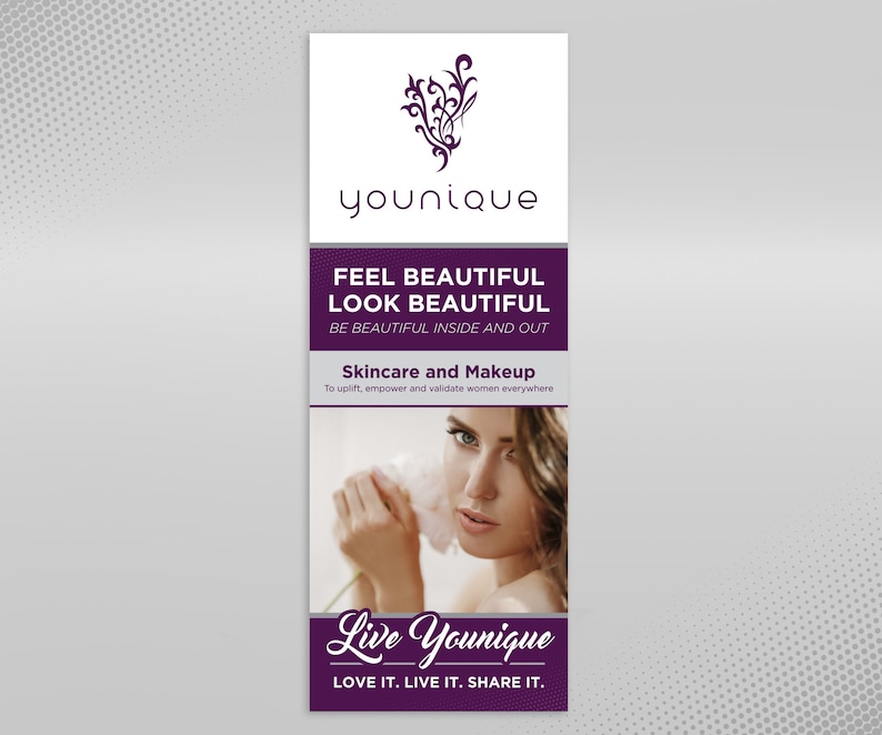 24 x 63 Printed Full Color Younique Banner with X Stand