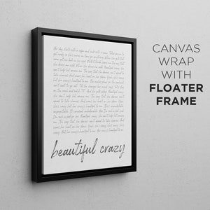 Custom Song Lyrics Print on Canvas, Your Song Lyrics Printed, Lyrics Art, Wall Art, Printed, Framed Print, Wedding Gift, Anniversary Gift Framed Canvas Wrap