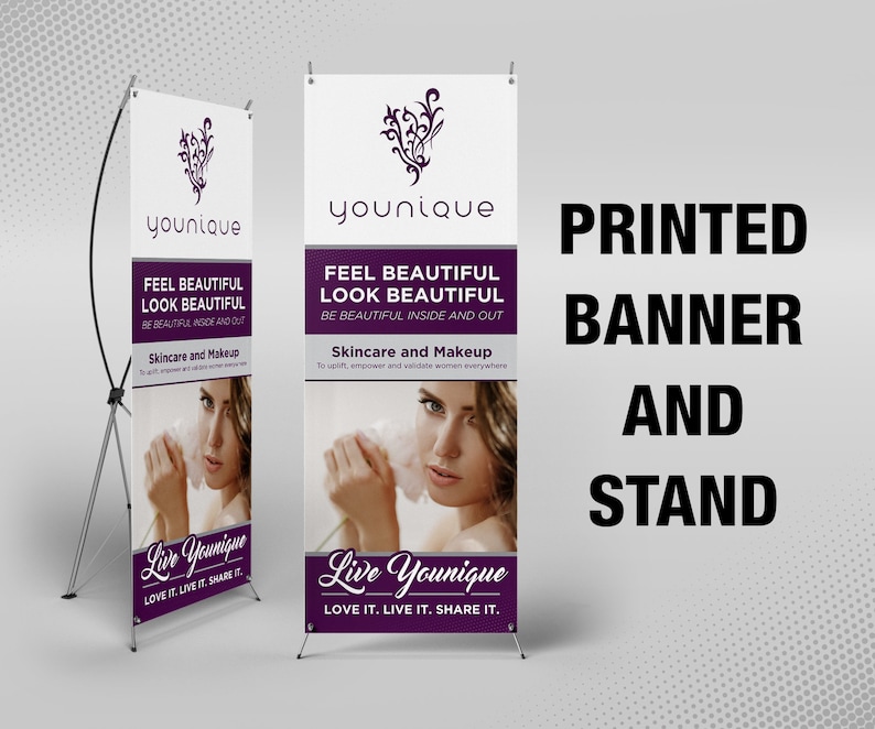 24 x 63 Printed Full Color Younique Banner with X Stand