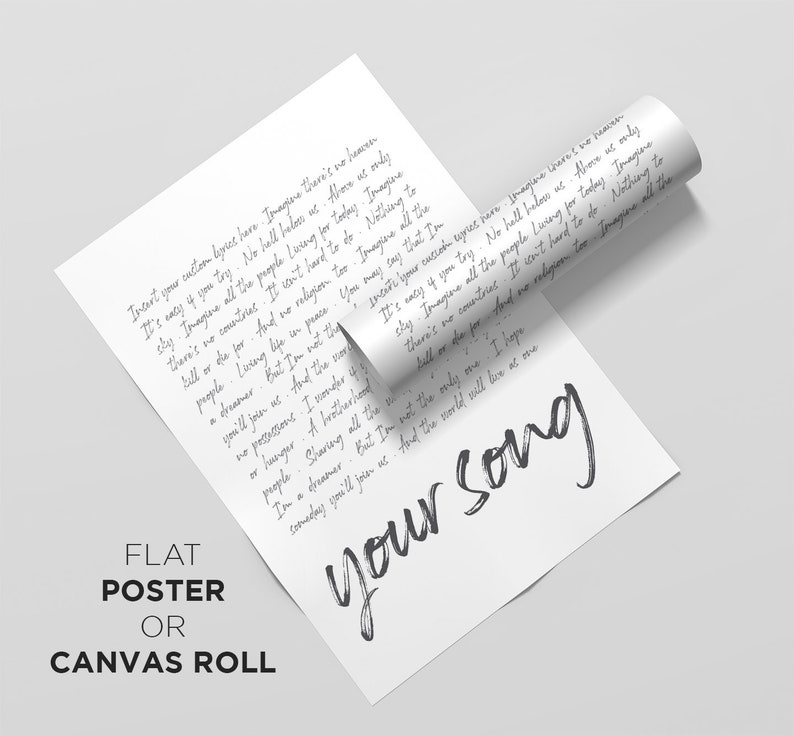 Custom Song Lyrics Print on Canvas, Your Song Lyrics Printed, Lyrics Art, Wall Art, Printed, Framed Print, Wedding Gift, Anniversary Gift image 3