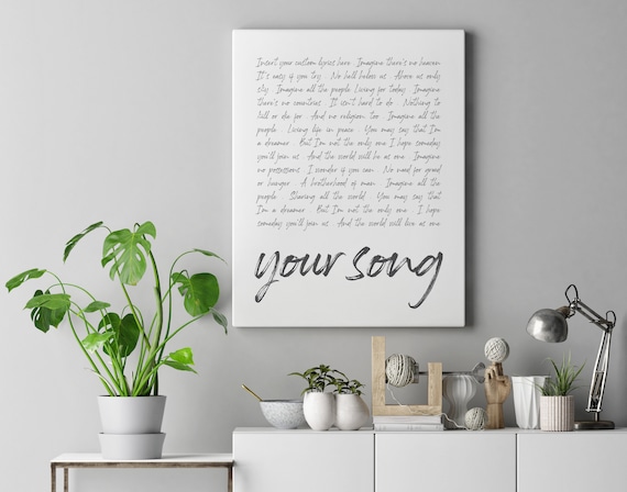 Custom Song Lyrics Print on Canvas, Your Song Lyrics Printed, Lyrics Art, Wall Art, Printed, Framed Print, Wedding Gift, Anniversary Gift