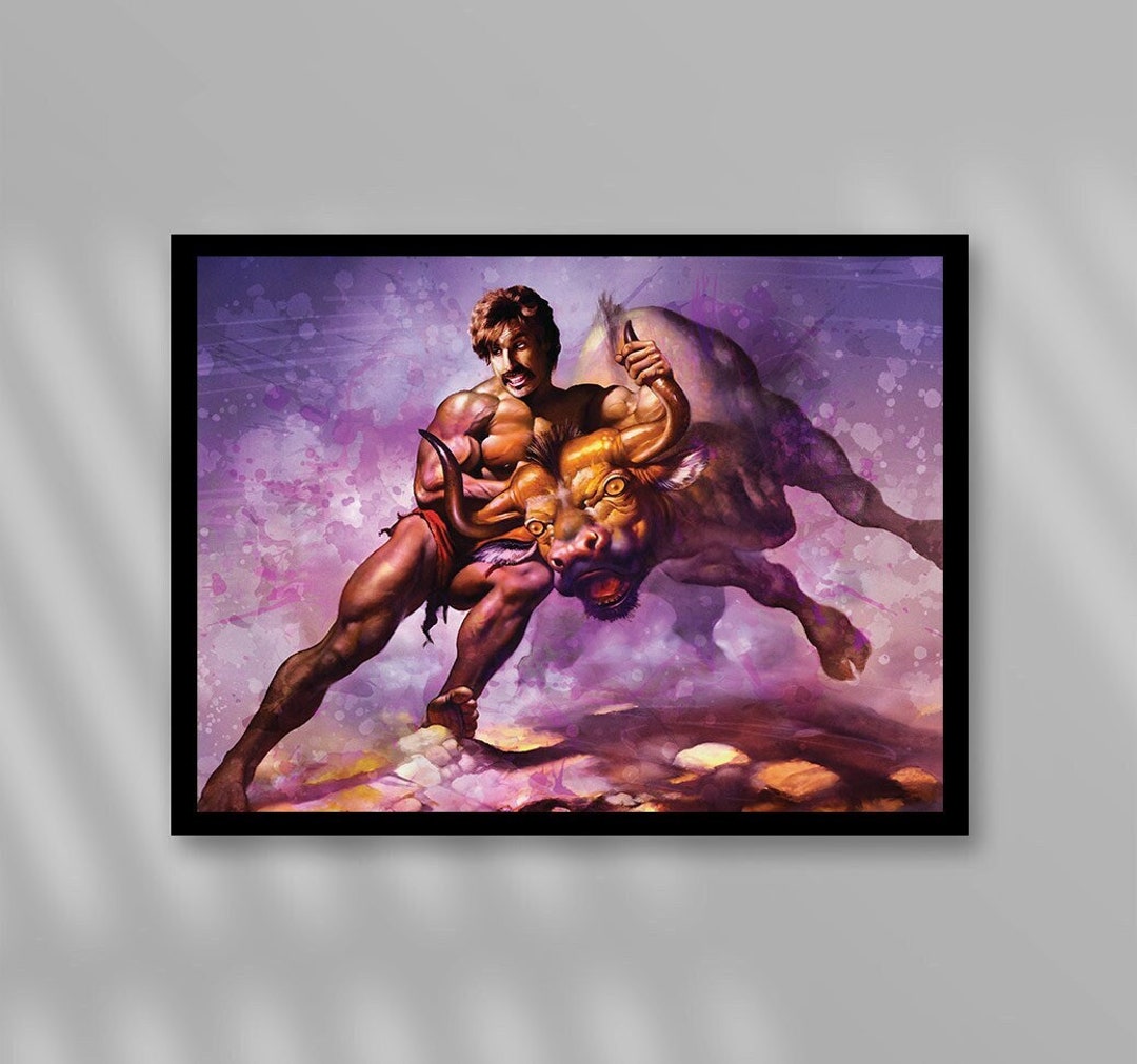 Dodgeball taking the Bull by the Horns Watercolor Painting Art Printed