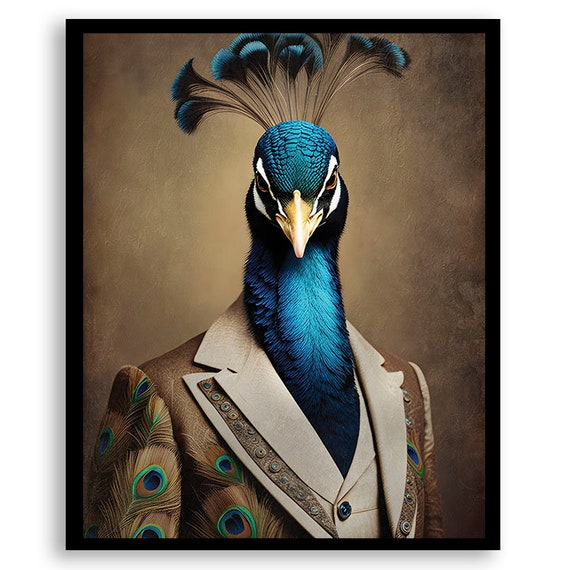 Fabulous Peacock Victorian Portrait - Vintage Style Animal Art