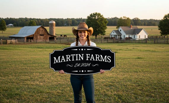 Large Custom Ranch Sign, Cabin, Lodge, Farm, Aluminum Metal, Weatherproof, Waterproof, Outdoor Sign, Established, Date, Vintage, Homestead
