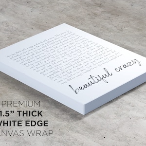 Custom Song Lyrics Print on Canvas, Your Song Lyrics Printed, Lyrics Art, Wall Art, Printed, Framed Print, Wedding Gift, Anniversary Gift Canvas Wrap