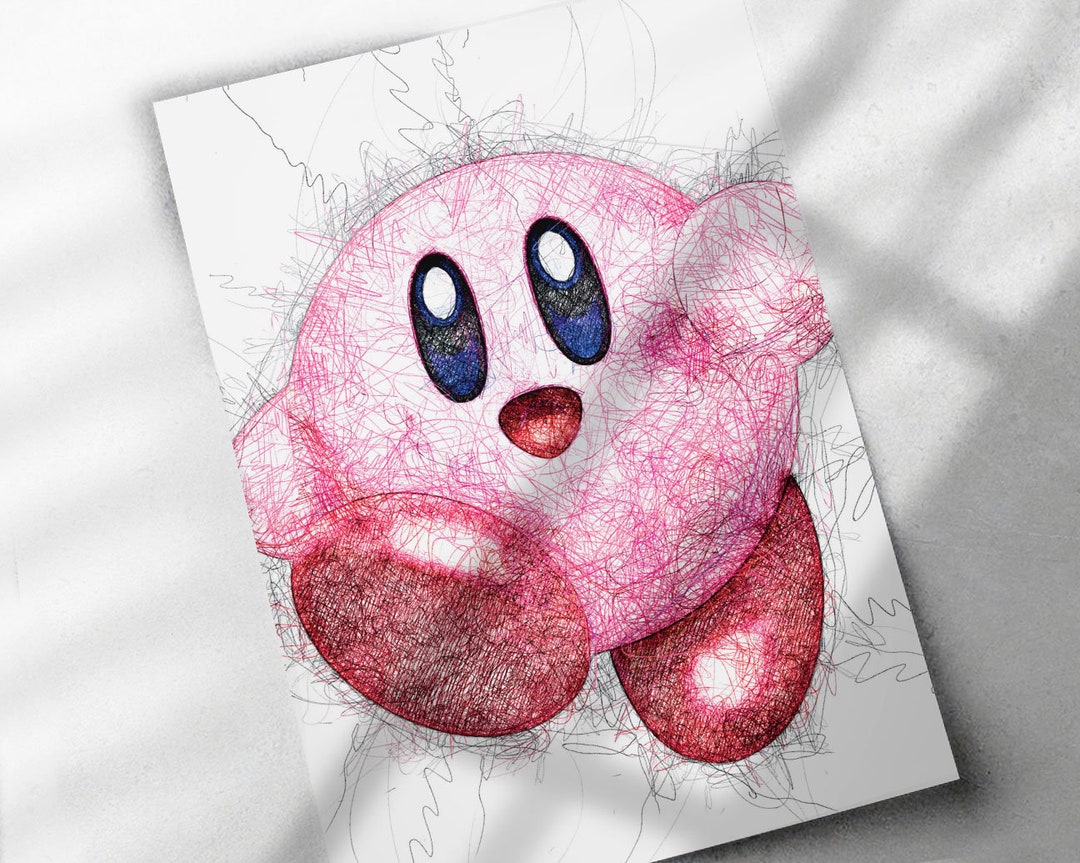 Kirby Scribble Art Poster, Canvas Wrap, or Framed Canvas Print