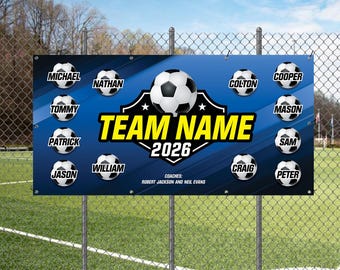 Soccer Team Banner - Custom Soccer Banner, Printed, Grommets, Soccer Team, Futbol Banner, Football Team Banner, Sign, Display