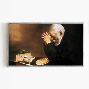 Frame tv-kunst - Grace By Eric Enstrom Digitale download, man die om brood bidt, Samsung TV Frame Art, vintage afbeelding, christelijke kunst, religieus