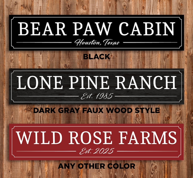 Large Custom Ranch Sign, Cabin, Lodge, Farm, Aluminum Metal, Weatherproof, Waterproof, Outdoor Sign, Established, Date, Custom, Homestead image 4