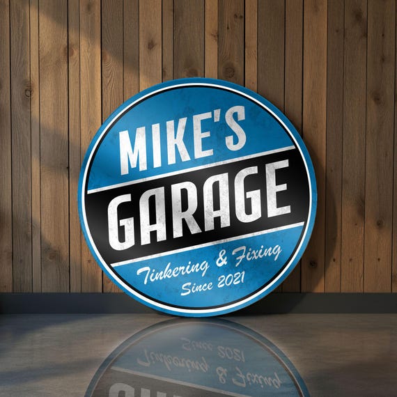 Custom Garage Sign - Metal or PVC, Round Sign, Any Text, Any Color