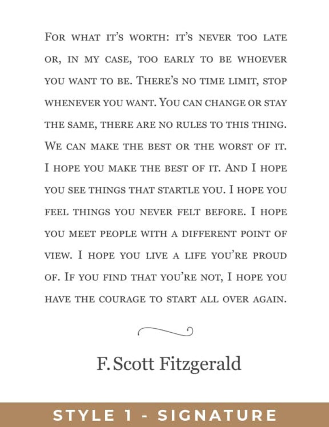 F Scott Fitzgerald for What It's Worth Quote Printed on Etsy