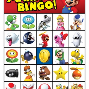 Super Mario Printable Bingo Cards 8.5 X 11 8 Different Cards - Etsy