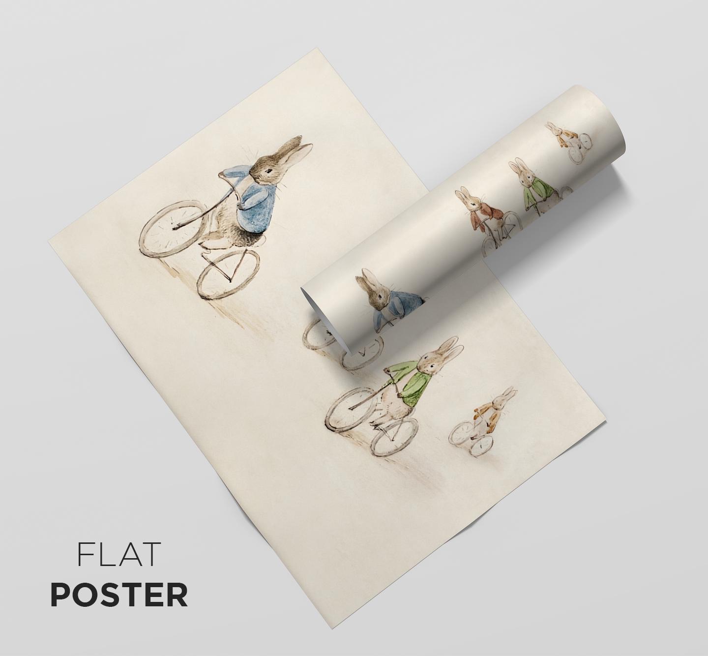 Peter Rabbit, Benjamin Bunny and Friends on Bicycles - Printed Poster ...