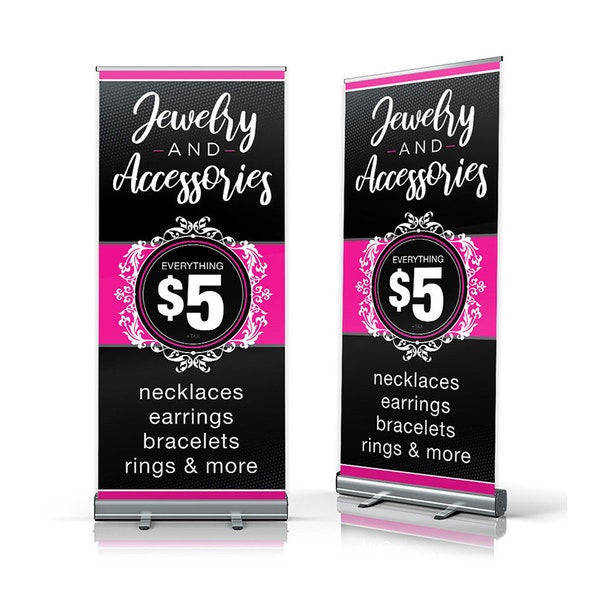 Jewelry Retractable Banner Stand - 33"x81", Independent Consultant Business, 5 Dollar Jewelry and Accessories, Jewelry Business, Shop, Bling