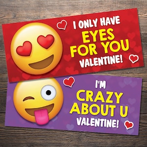 Cartes imprimables EMOJI pour la Saint-Valentin/cartes pliables avec sac de gâteries - 8 cartes !