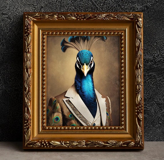 Fabulous Peacock Victorian Portrait - Vintage Style Animal Art
