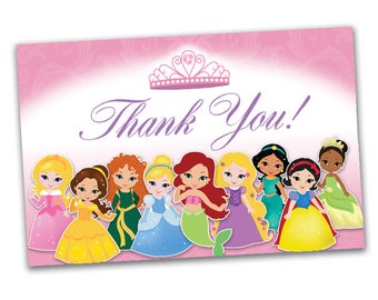 Princess Thank You Notes - 4x6 flat or 4x6 folded