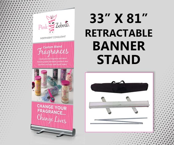 Pink Zebra Banner With Retractable Banner Stand 33 X Etsy