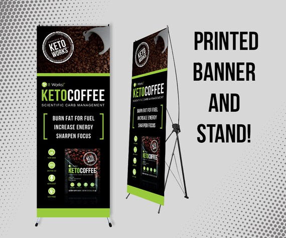 It Works Keto Coffee Banner With X Stand 24 X Etsy