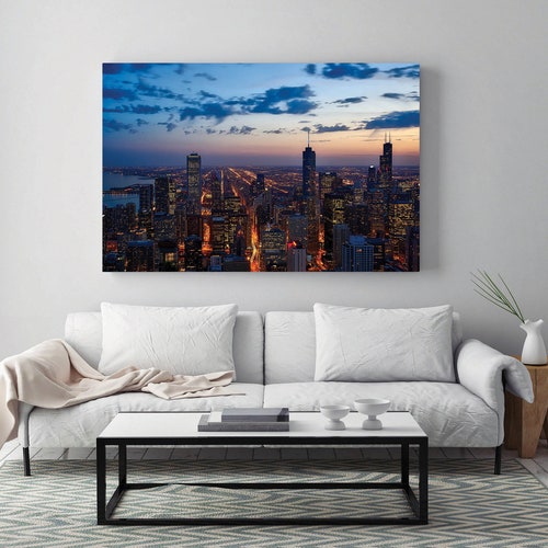 Chicago Skyline on Canvas Large Wall Art Chicago Print | Etsy