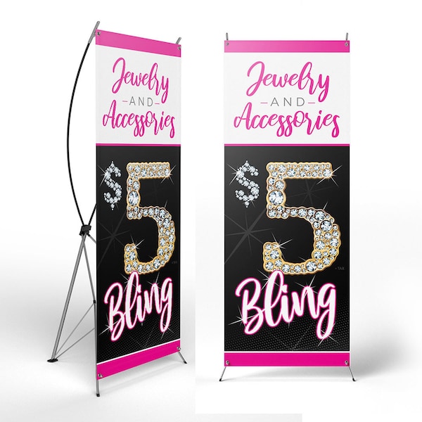 Jewelry Banner and X stand - 24"x63", Independent Consultant Business, 5 Dollar Jewelry and Accessories, Jewelry Business, Shop, Bling