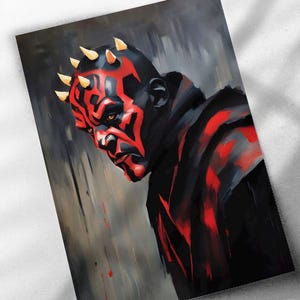 Darth Maul Poster, Canvas Wrap, or Framed Canvas Print - Kids Room, Fan Cave Gift, Wall Art, Star Wars, Jedi, Painting, Darth Sidious