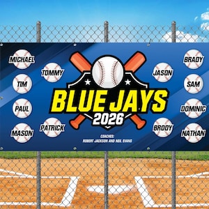 Baseball Team Banner, Softball Team Banner, T-Ball Team Banner, Little League Team Banner - Custom Baseball Banner, Printed, Grommets