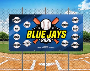 Baseball Team Banner, Softball Team Banner, T-Ball Team Banner, Little League Team Banner - Custom Baseball Banner, Printed, Grommets