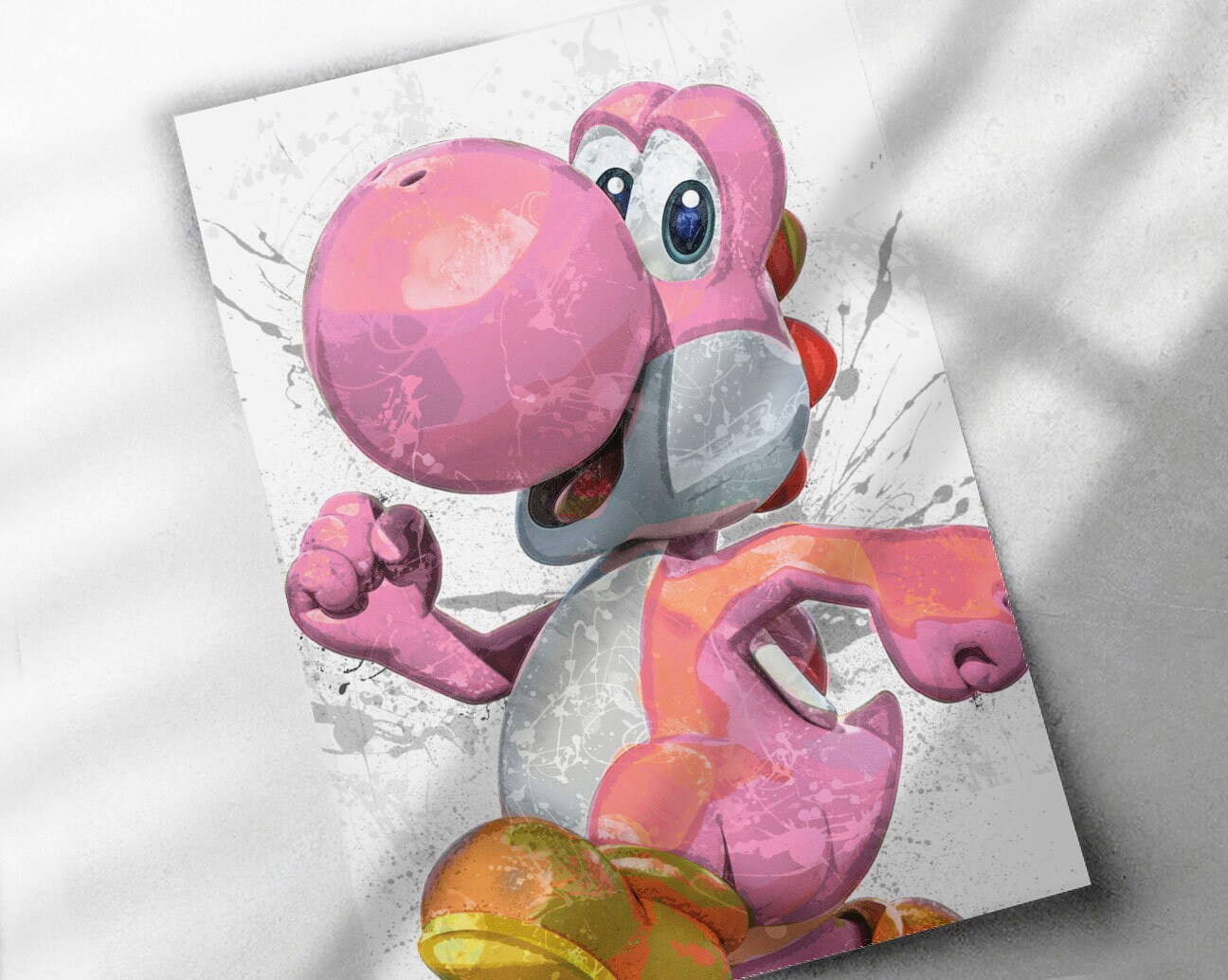 Pink Yoshi Poster, Canvas Wrap, or Framed Canvas Print - Kids