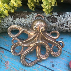 Octopus Charm/Brass Kraken Pendant/Brass Octopus Pendant/Octopus Gift/Kraken Jewelry/Pirate Pendant/Steam Punk