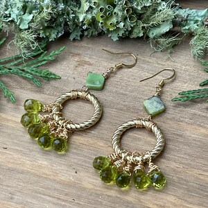 Chrysoprase-GreenCrystal Earrings/Gold Hoop Earrings Medium/Green Jewelry/Green Hoop Earrings/Gift For Her