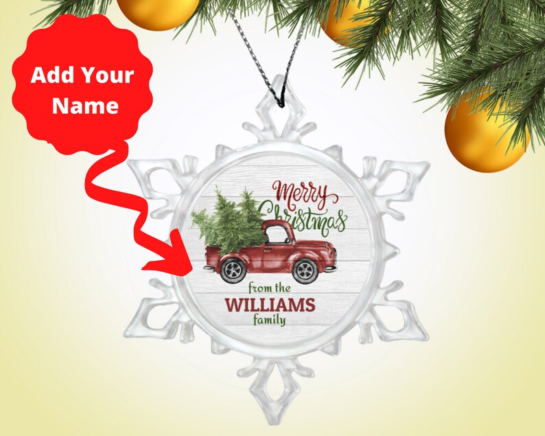 Custom Name OrnamentYule OrnamentBauble OrnamentYule DecorFamily Name OrnamentMerry Christmas Snow Crystal Ornament-1