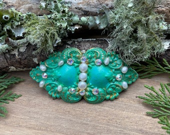 Unique Barrette/Green Barrette/Barrette Hair/Barrette Hair Clip/Barrette Clips/Hair Clips/Hair Clips For Women