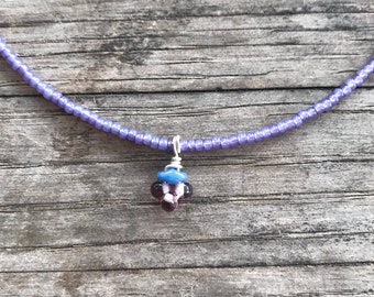 Shimmery Lavender Beaded Charm Necklace