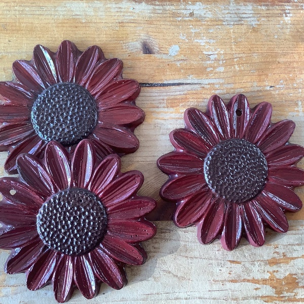 Solid concrete rustic Mexican sunflowers  -(set of 3 )
