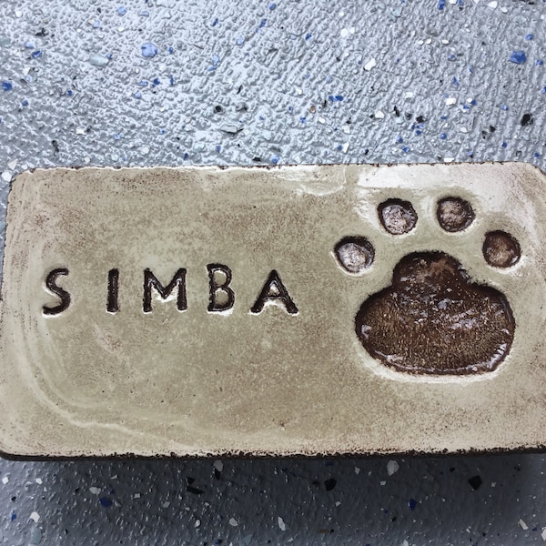 8 x 4 solid concrete rustic pet memorial garden stone/pet marker