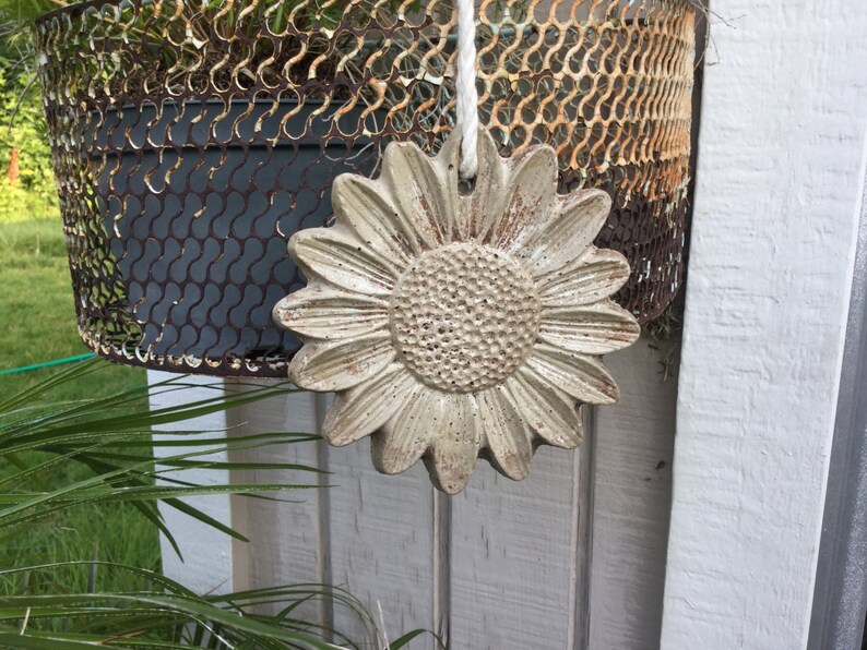 2 Rustic solid concrete sunflowers garden ornaments/garden Etsy