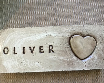10 1/2 x 4 1/2 solid concrete rustic garden stone/ pet memorial stone/ pet marker