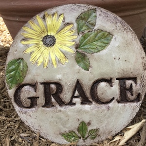 9 in. &quot; GRACE&quot; stepping stone/garden stone/ rustic stone/outdoor decor