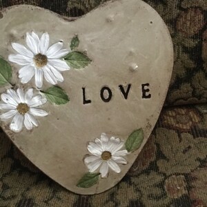 8 in. Concrete &quot;Daisies&quot; heart  garden stone/ stepping stone/garden art