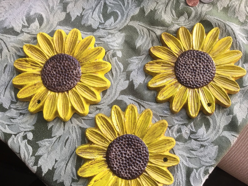Solid Concrete sunflowers Garden Ornaments Etsy
