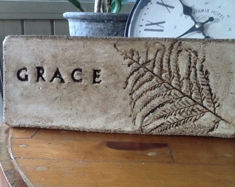Fern Leaf Concrete Garden Stone - 'Grace' Antiqued Art