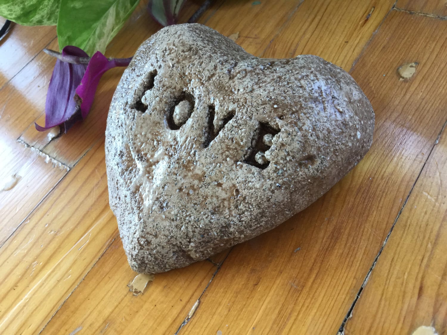 5 x 4 solid concrete LOVE rock | Etsy