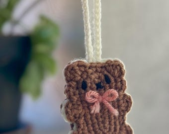 Crochet Cookie Bear Charm – Handmade Bear Bag Charm & Kawaii Keychain
